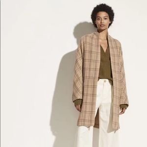 NWT $795 Vince Plaid Collarless Coat